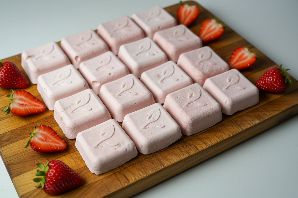 Freeze Dried Strawberry Yogurt squares